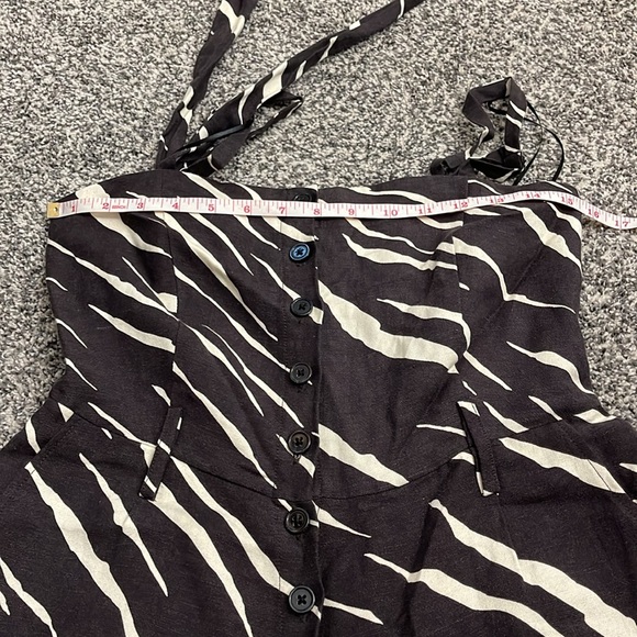 Rails Brown Abstract Linen Blend Sleeveless Button Up Tie front Rompers Size S - Picture 8 of 10